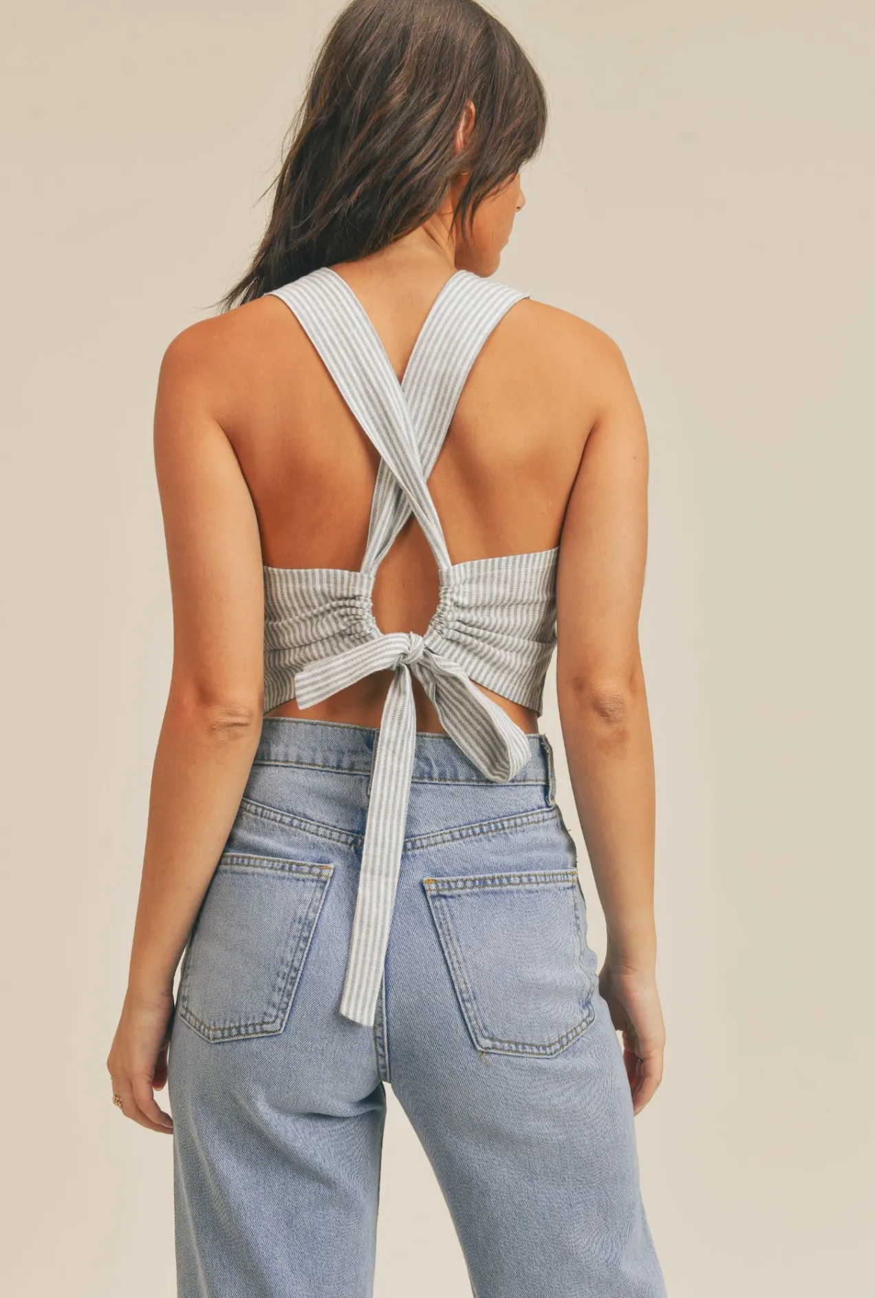 Sage The Label Johanne Striped Open Back Vest