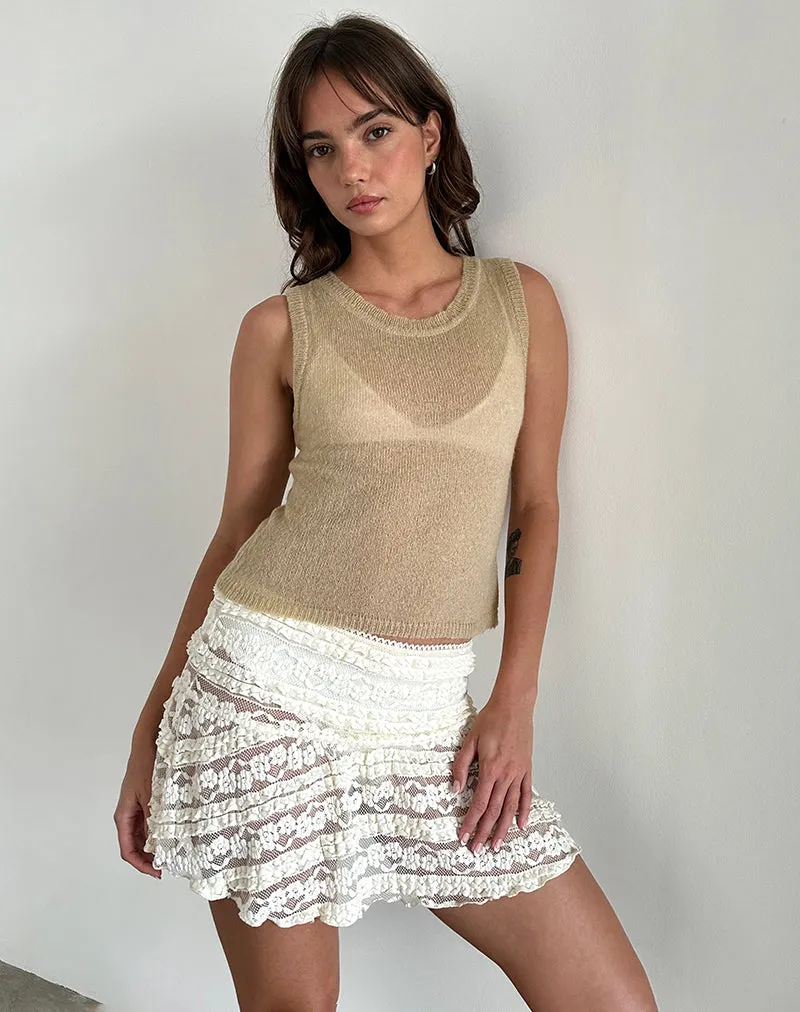 Salisha Tank Top in Natural Sheer Knit