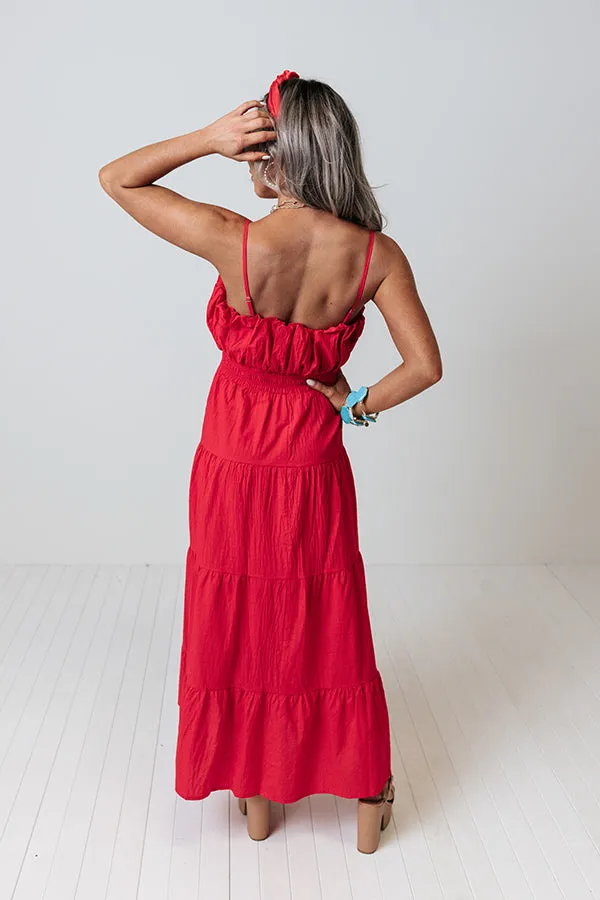 Senora Sunrise Midi Dress In Red