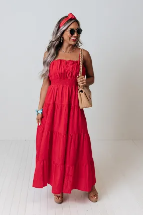 Senora Sunrise Midi Dress In Red