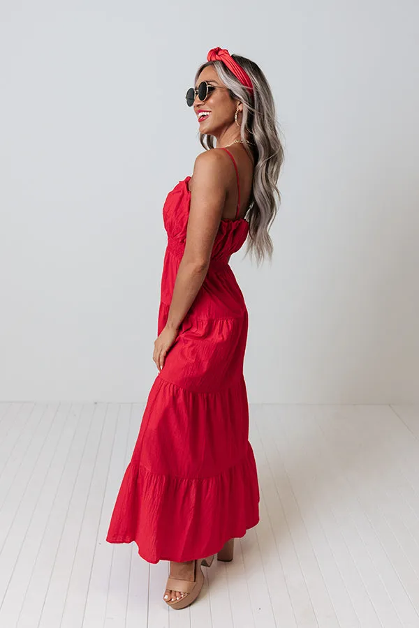 Senora Sunrise Midi Dress In Red