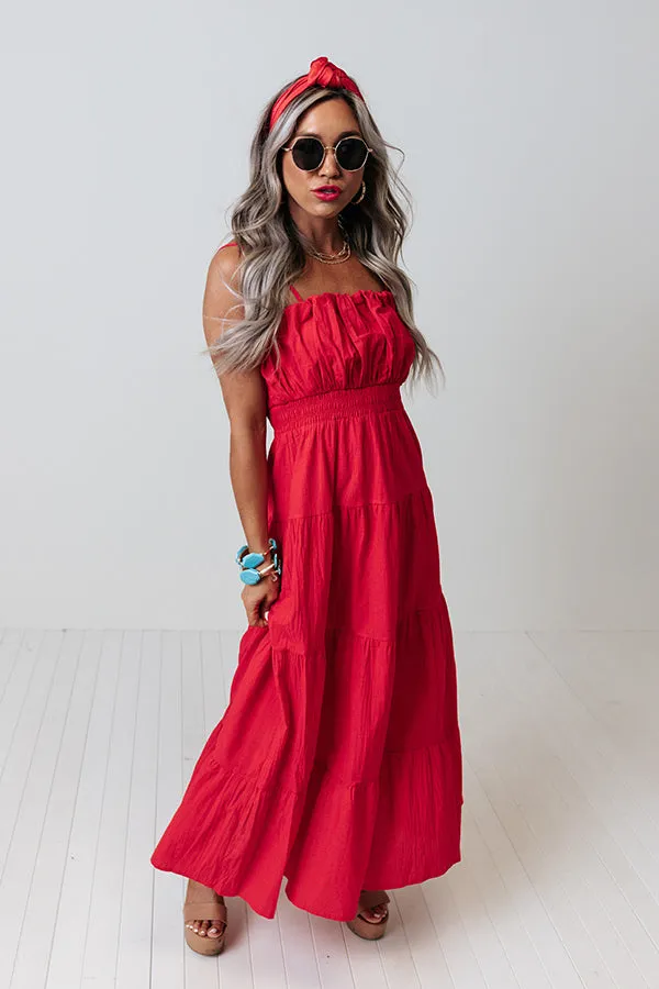 Senora Sunrise Midi Dress In Red