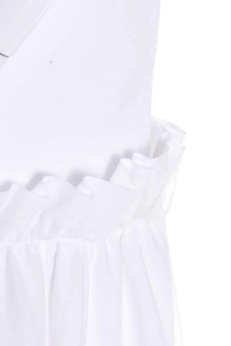 Simone Rocha White Cotton T Shirt Dress W Ruffles & Tulle