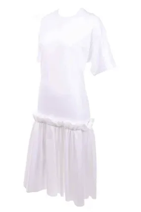 Simone Rocha White Cotton T Shirt Dress W Ruffles & Tulle