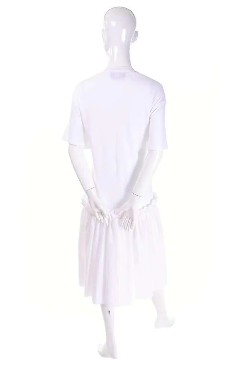 Simone Rocha White Cotton T Shirt Dress W Ruffles & Tulle