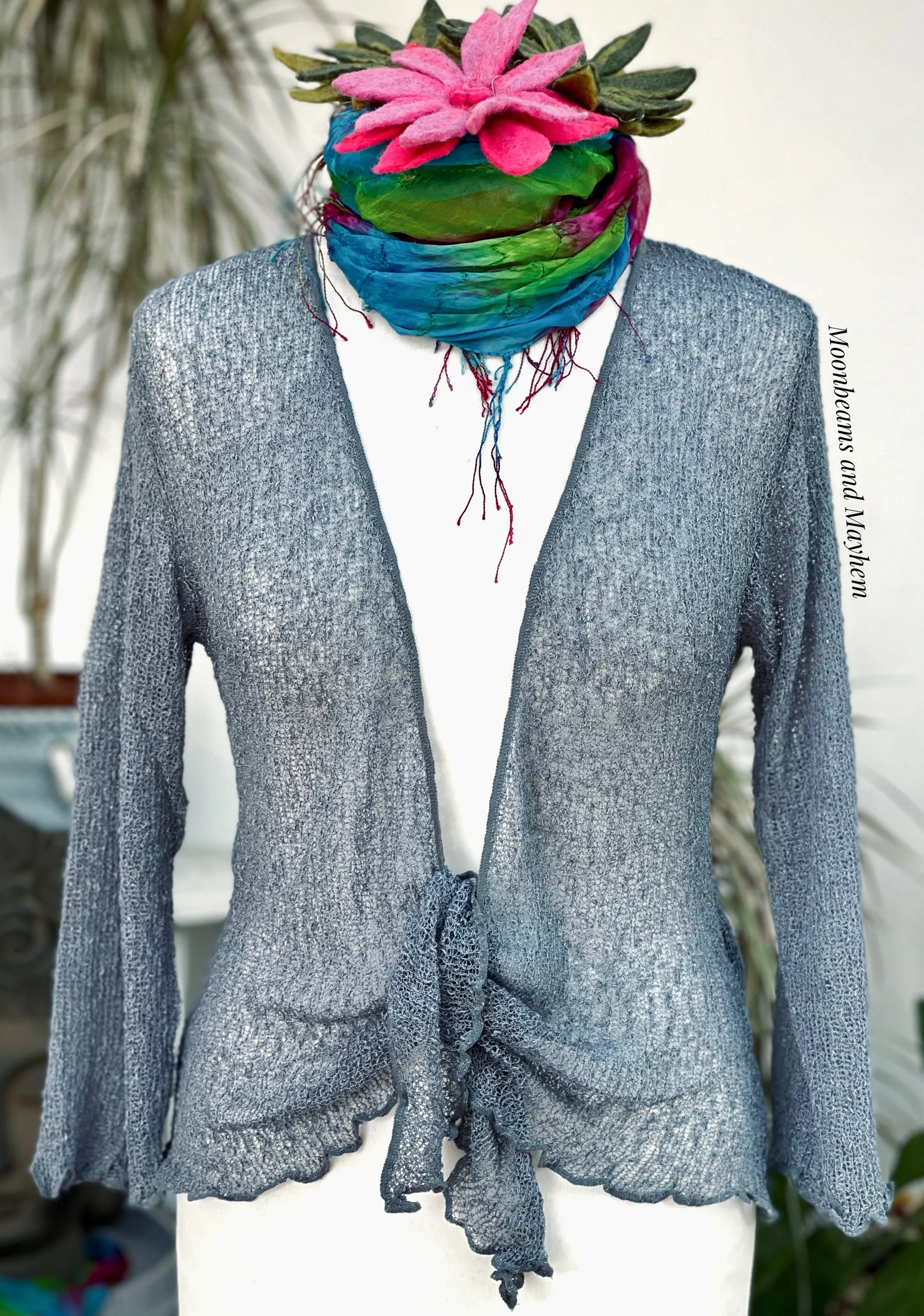 SLATE GREY KNITTED  SHRUG / CARDIGAN