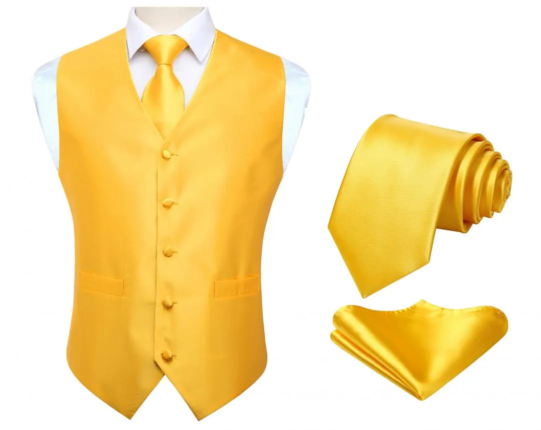 Solid 3pc Suit Vest Set - YELLOW