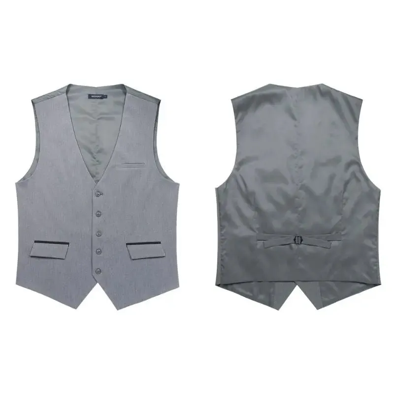 Solid Slim Suit Vest - D1-GREY