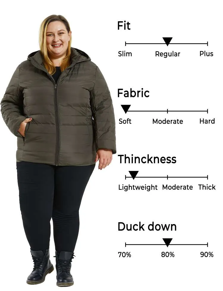 Soularge Women's Plus Size Winter Packable Lightweight Down Coat with Detachable Hood