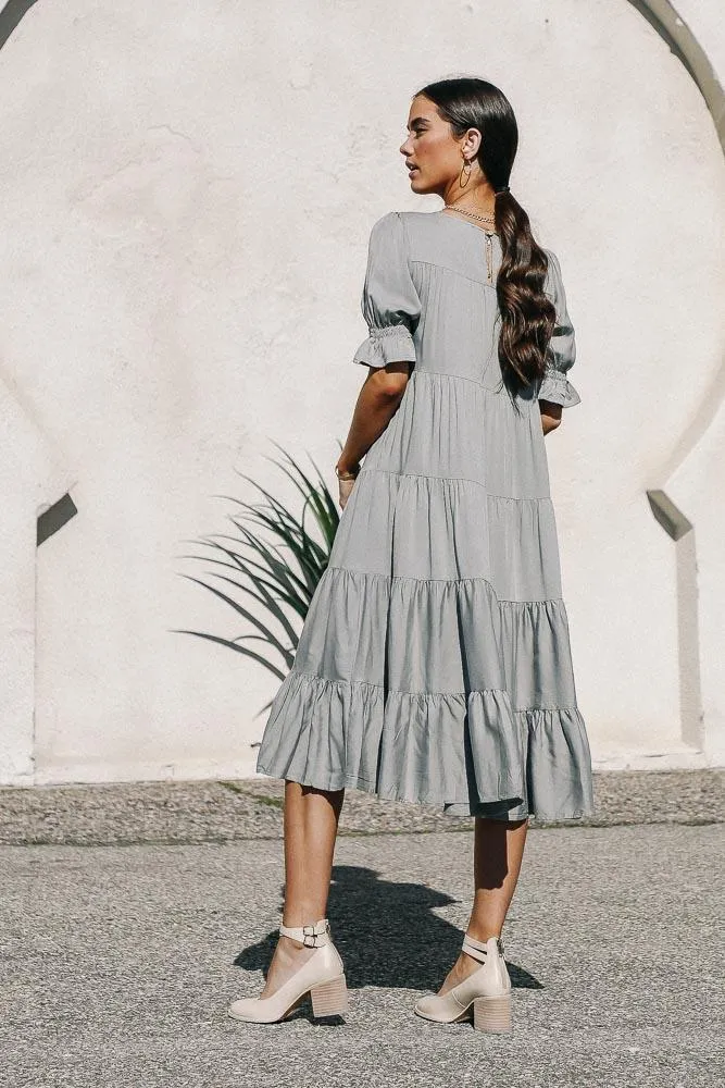 Sunshine Tiered Midi Dress in Sage