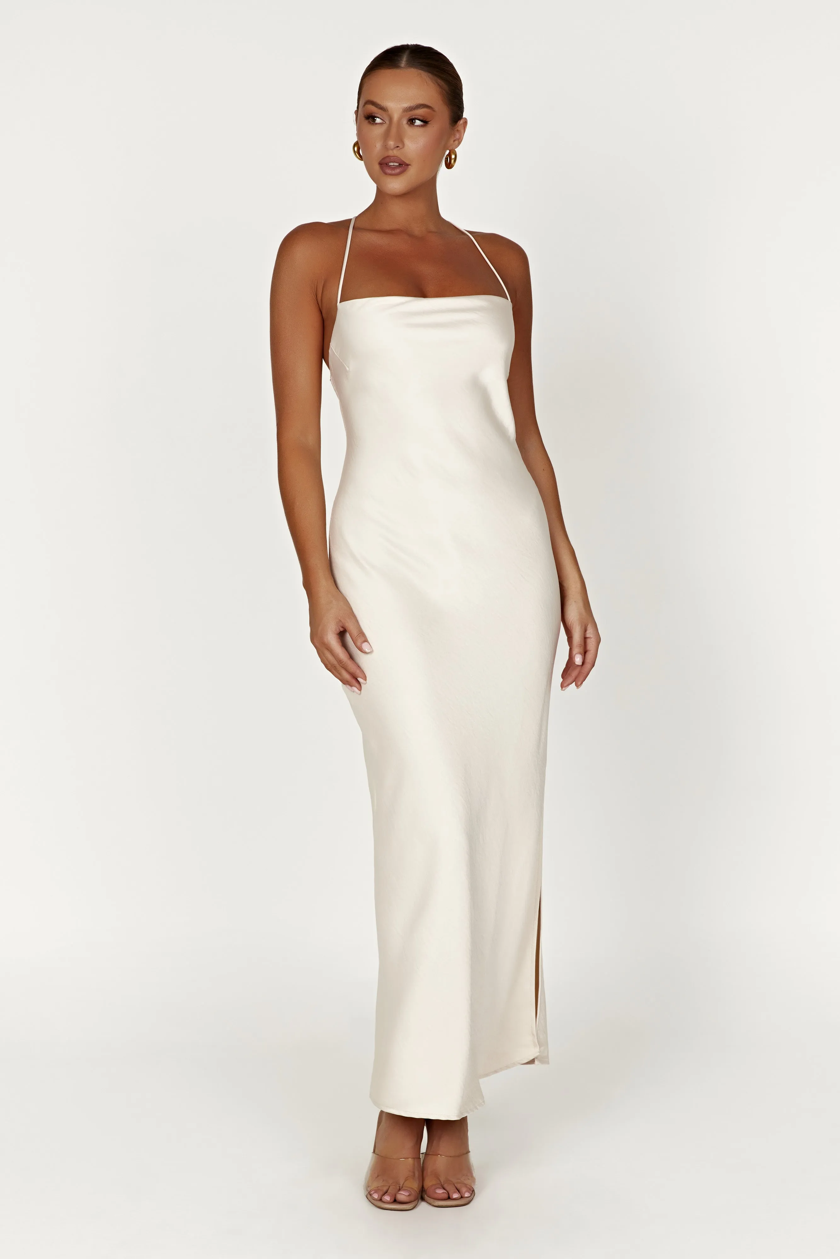 Sydney Straight Neck Slip Maxi Dress - Cream