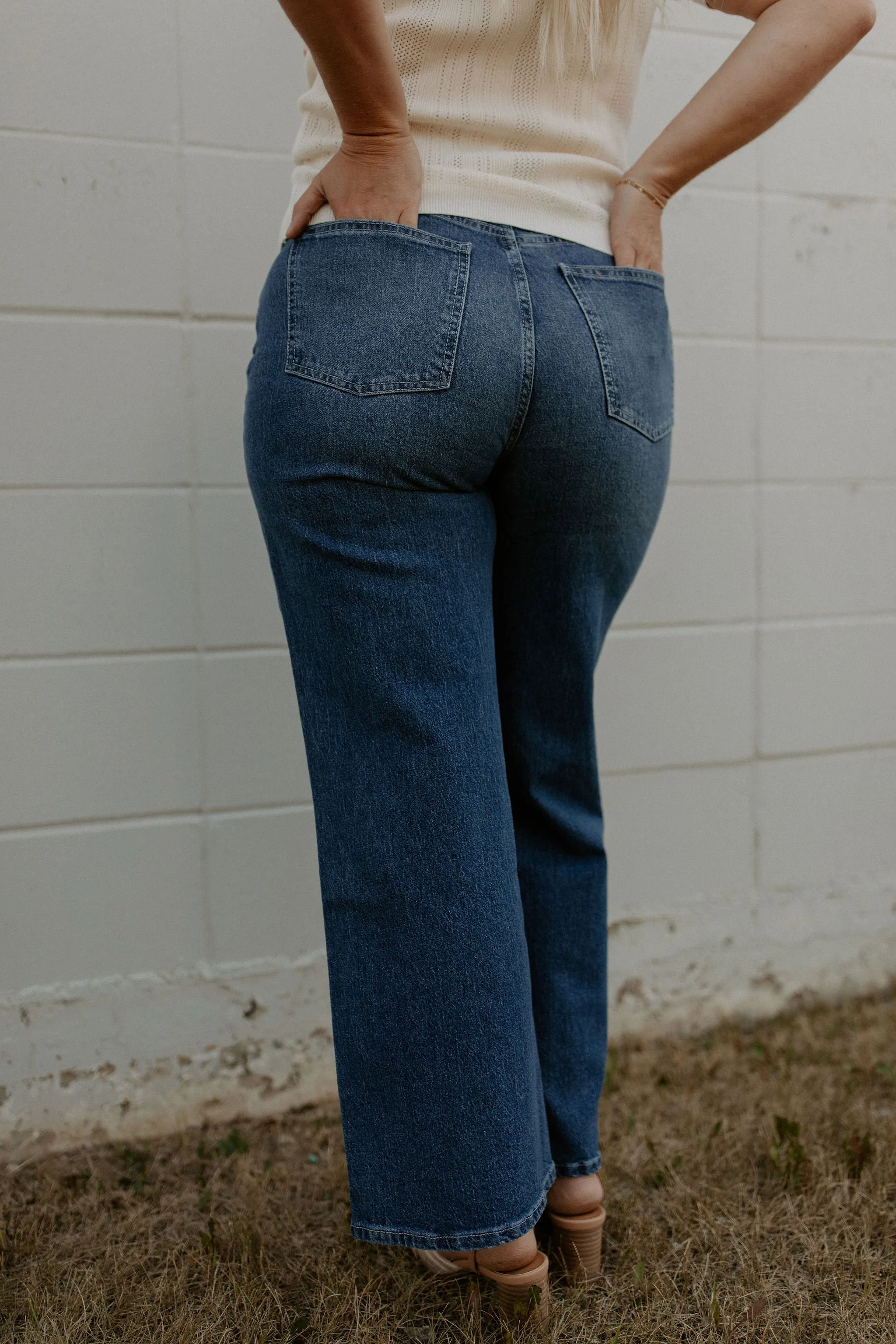 The Este High Rise Wide Leg Bell Jean - Everlong