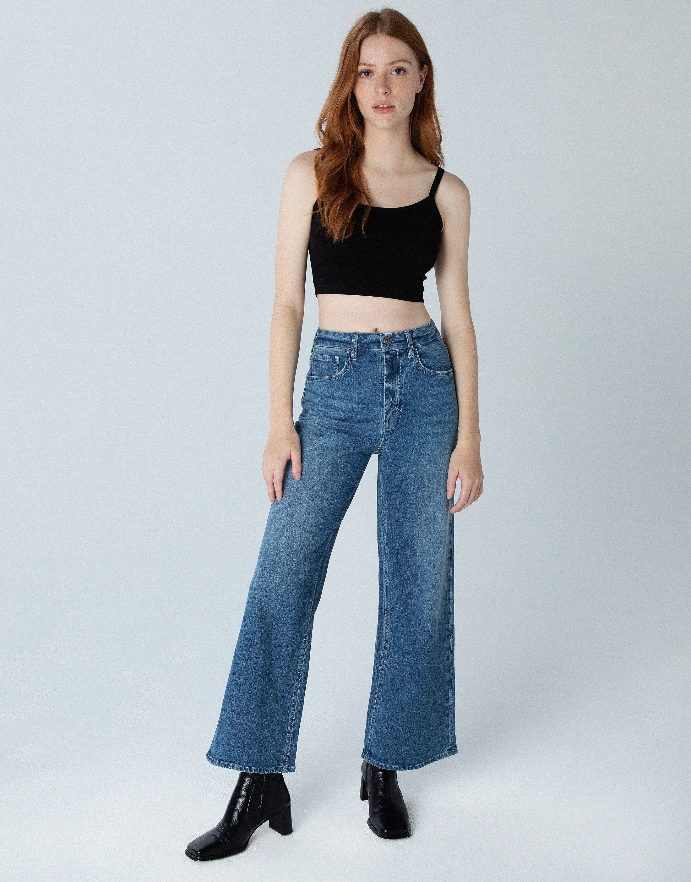 The Este High Rise Wide Leg Bell Jean - Everlong