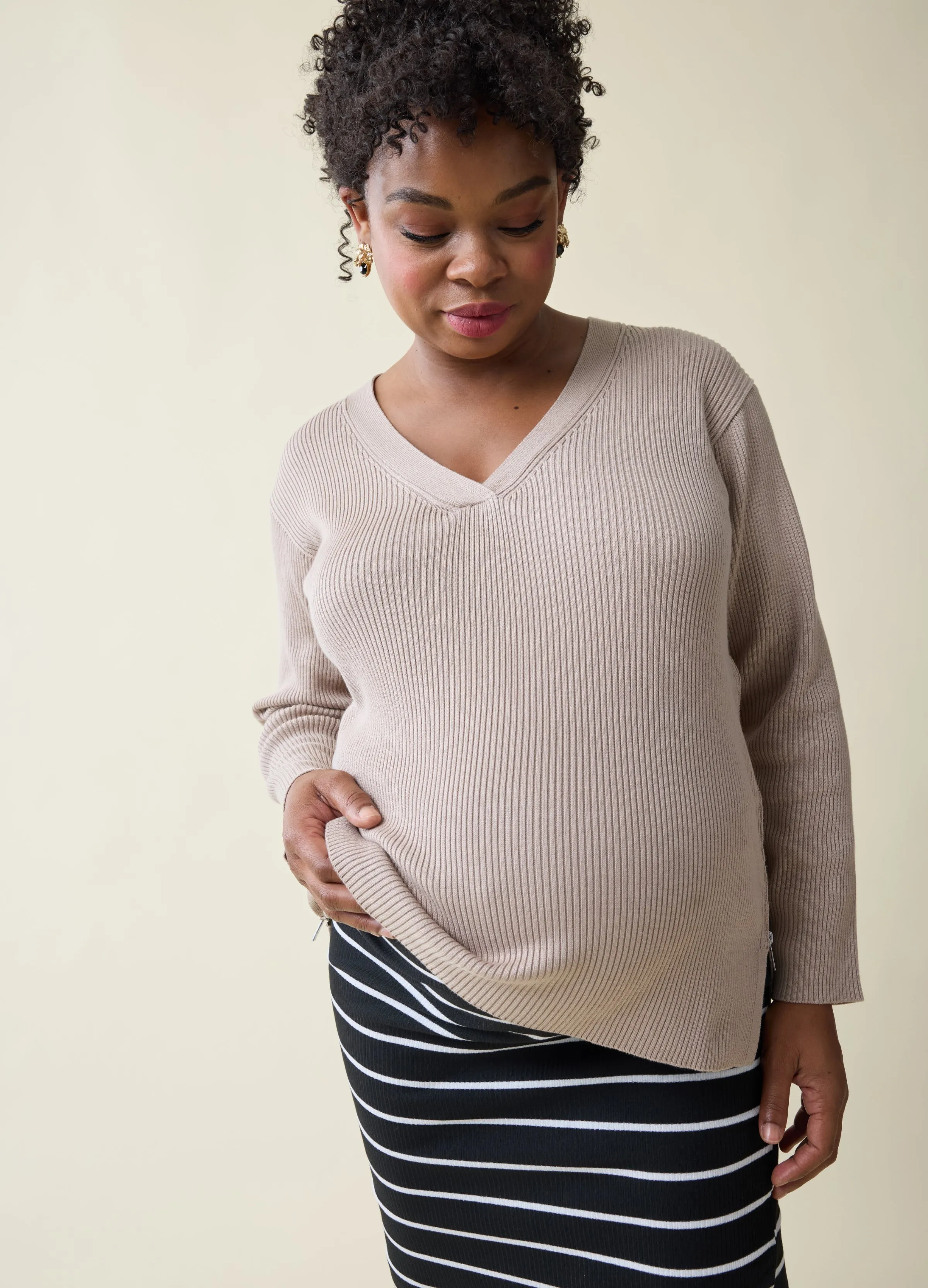 The EveryWear Side Zip Maternity   Nursing Sweater