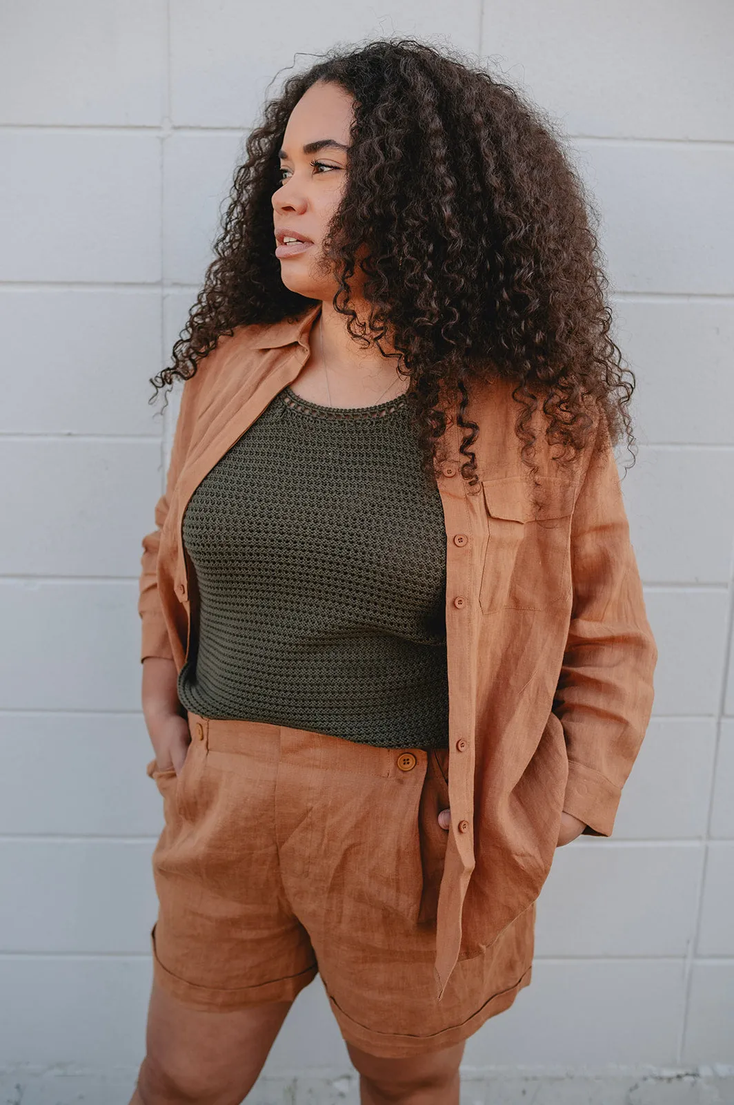 The Jenna Loose Fit Linen Shirt - Ochre