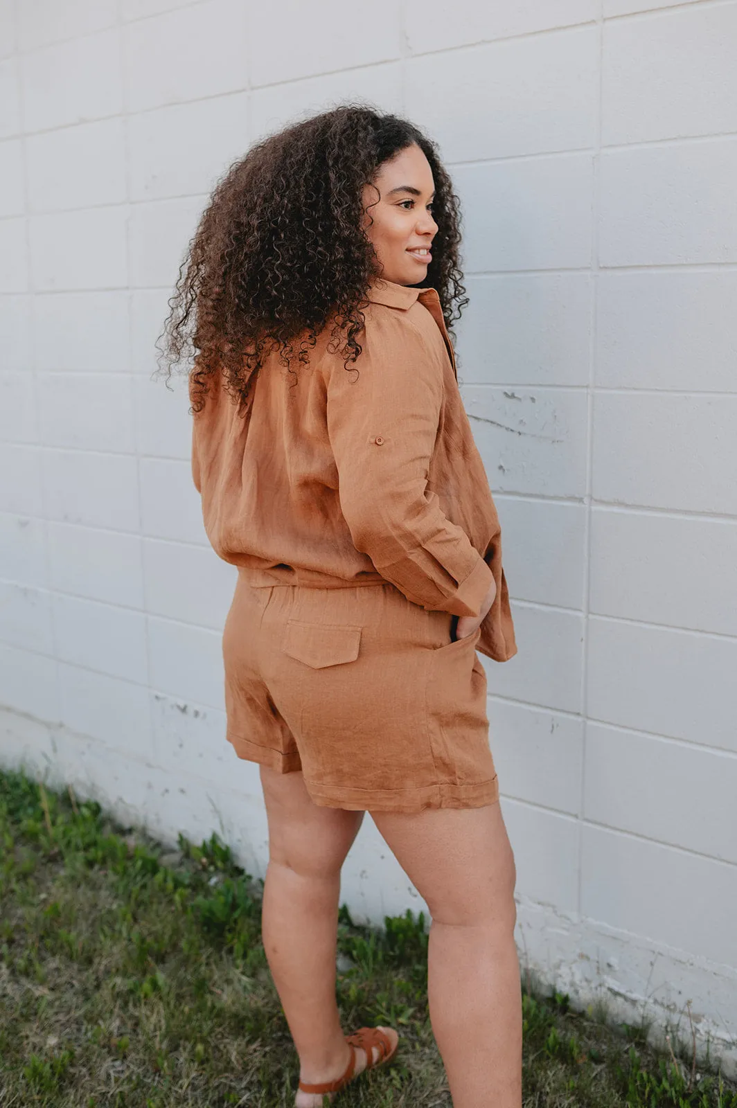 The Jenna Loose Fit Linen Shirt - Ochre