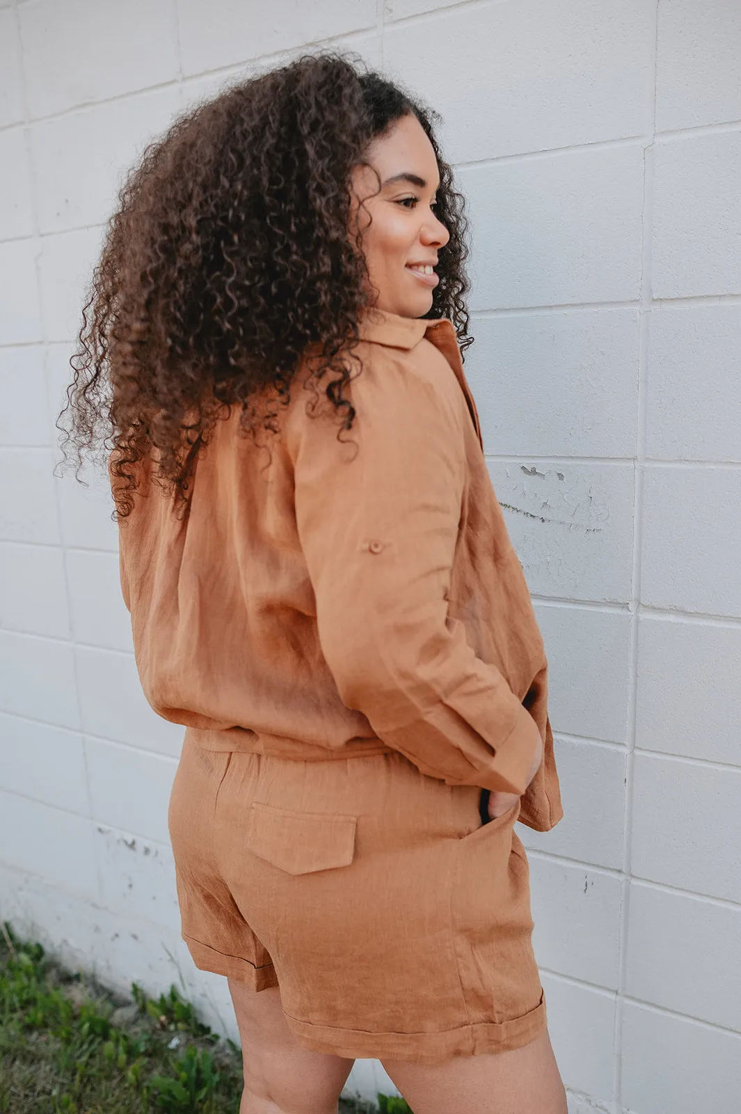 The Jenna Loose Fit Linen Shirt - Ochre