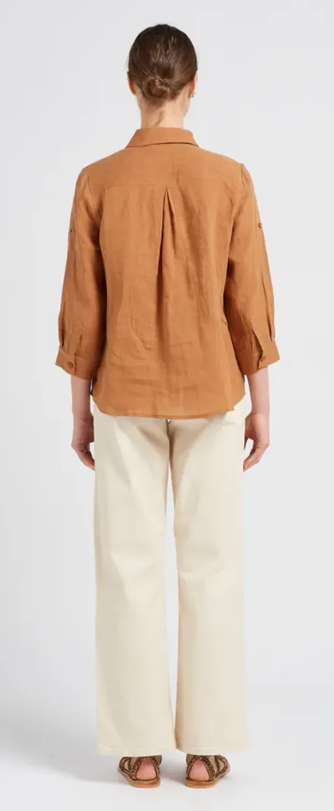 The Jenna Loose Fit Linen Shirt - Ochre