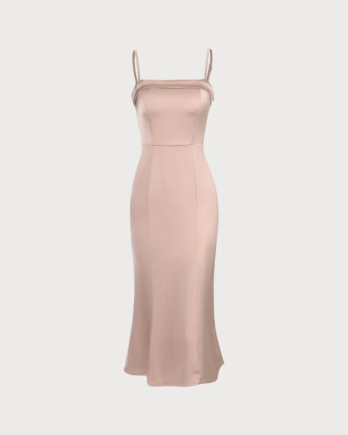 The Pink Bodycon Satin Cami Midi Dress