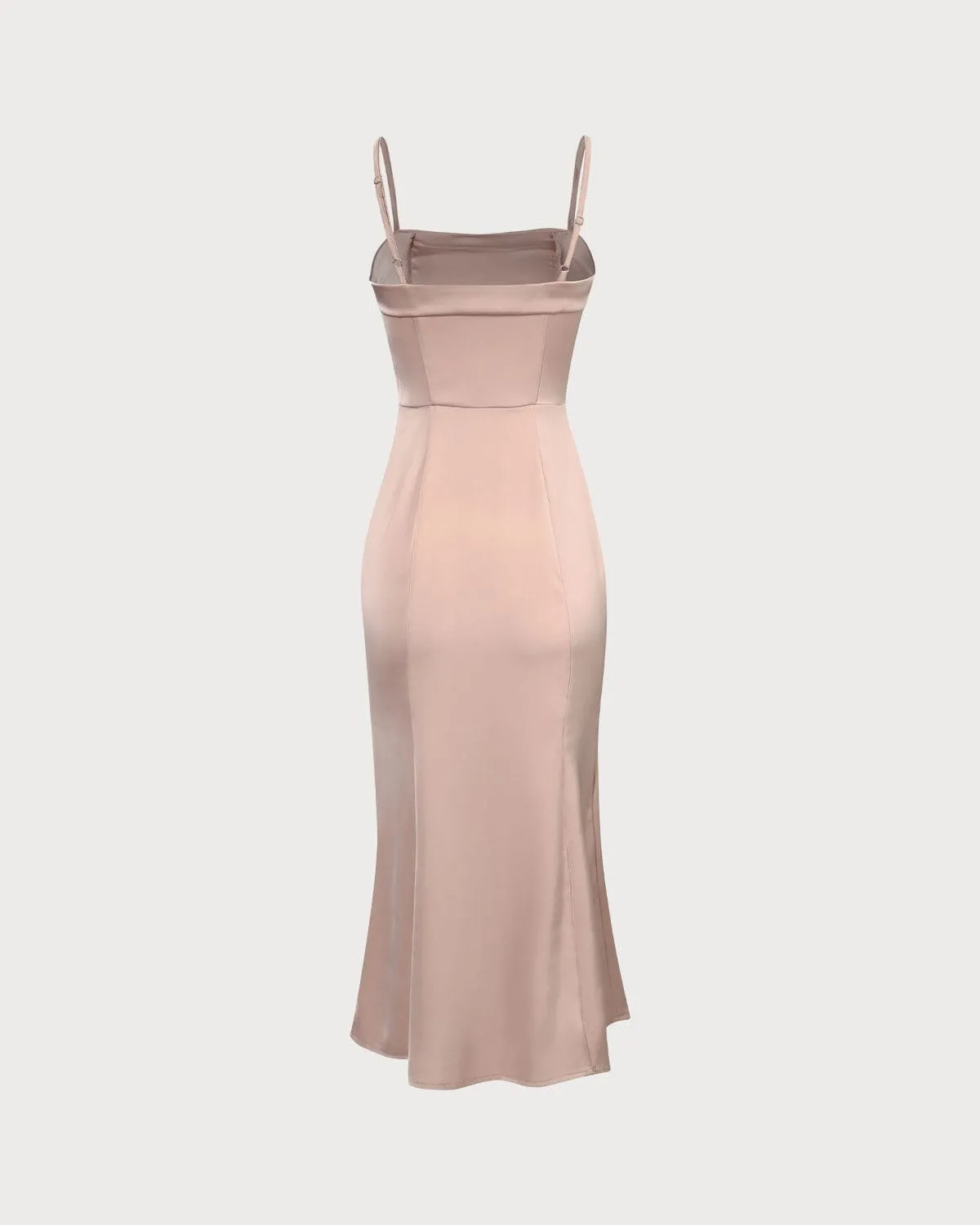 The Pink Bodycon Satin Cami Midi Dress