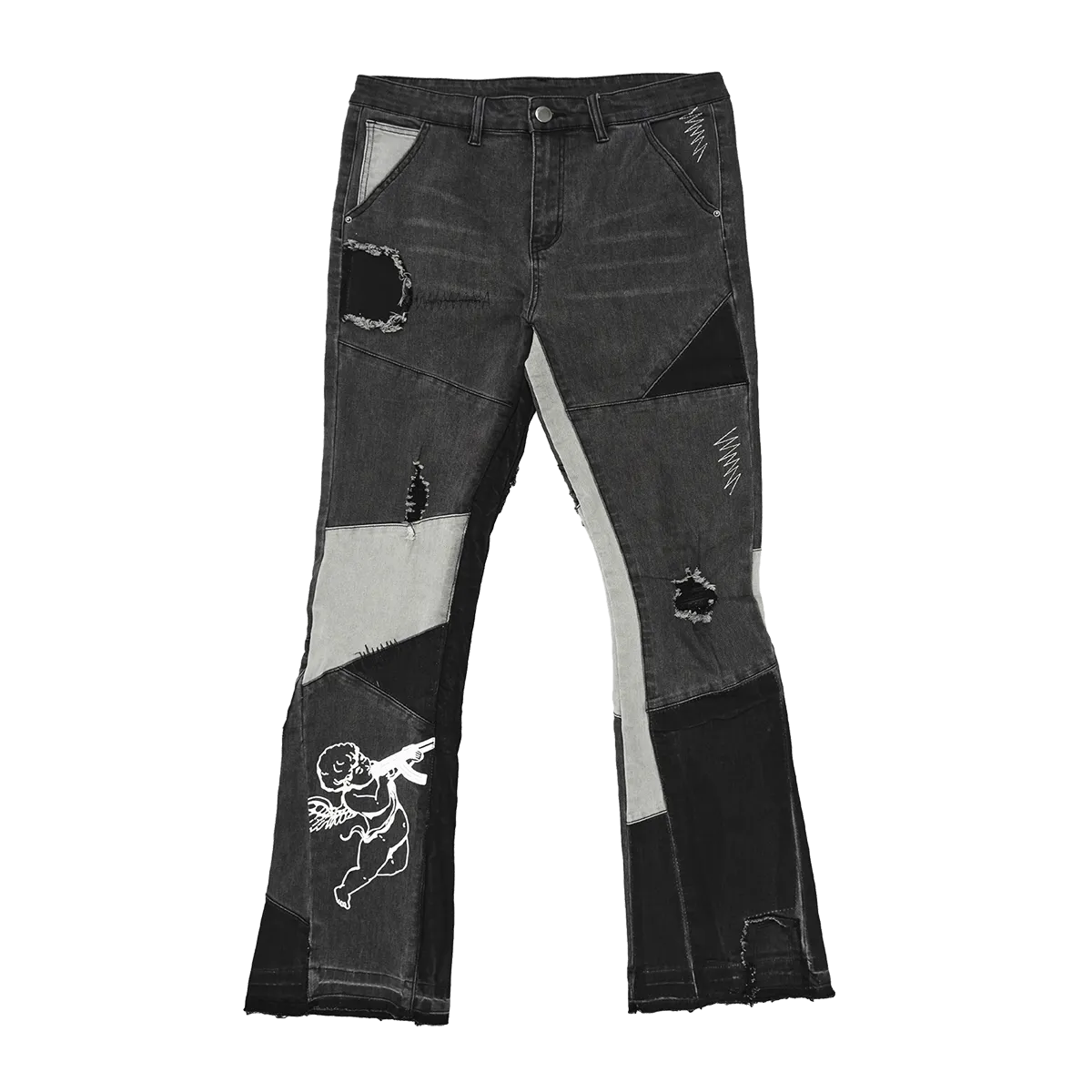 Thrash Stacked Denim Black