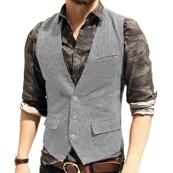 V-neck Tweed Single Breasted Vest