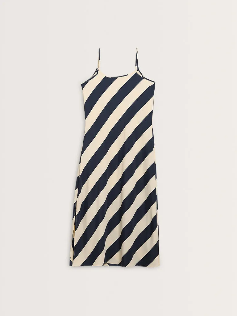 Wardrobe Navy Striped Design Slip Dress