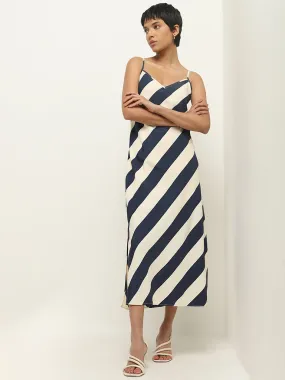 Wardrobe Navy Striped Design Slip Dress