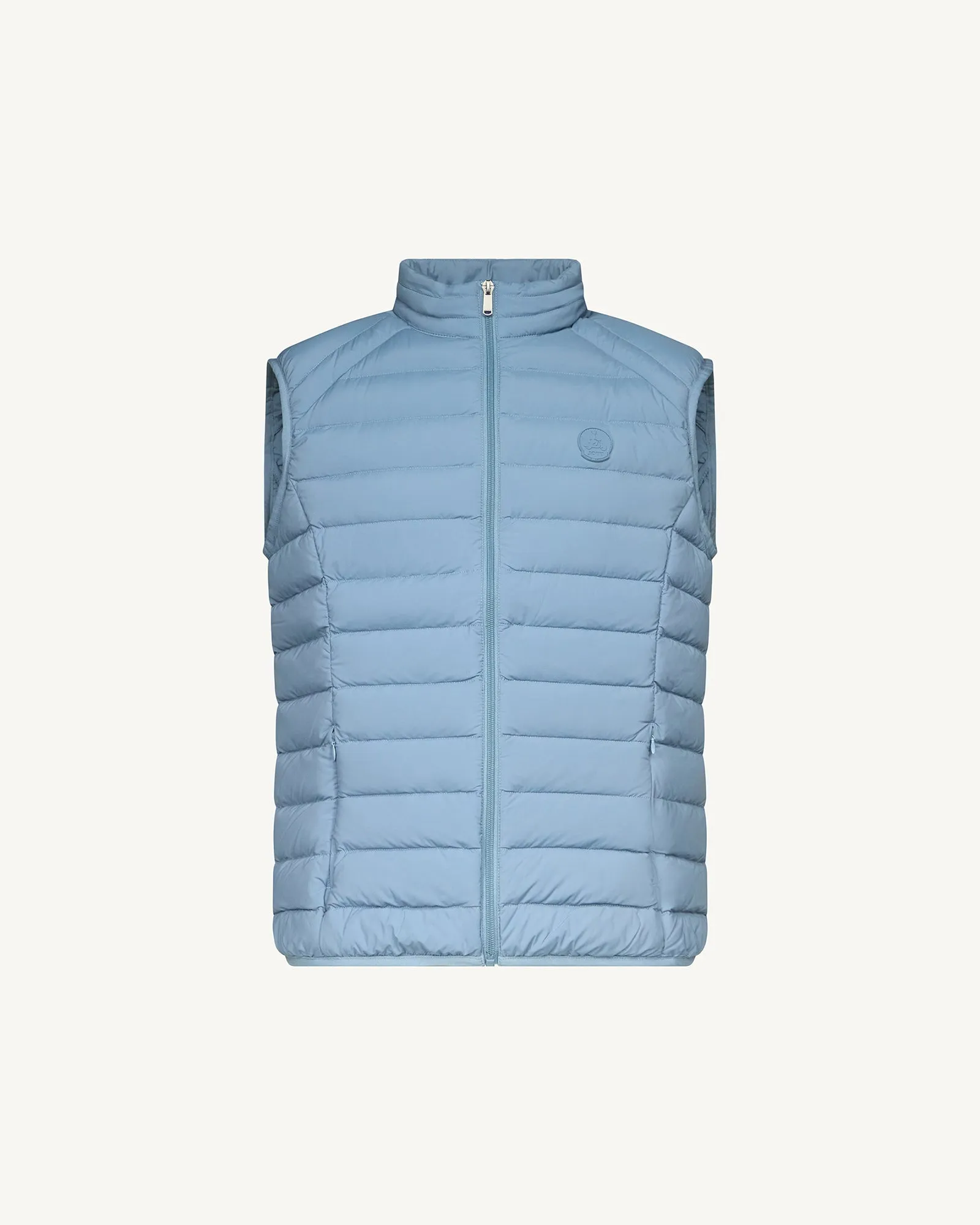 Washed blue Arafo stretch sleeveless puffer jacket