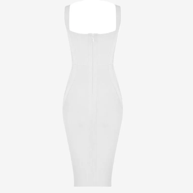 White Bodycon Dress Midi Length