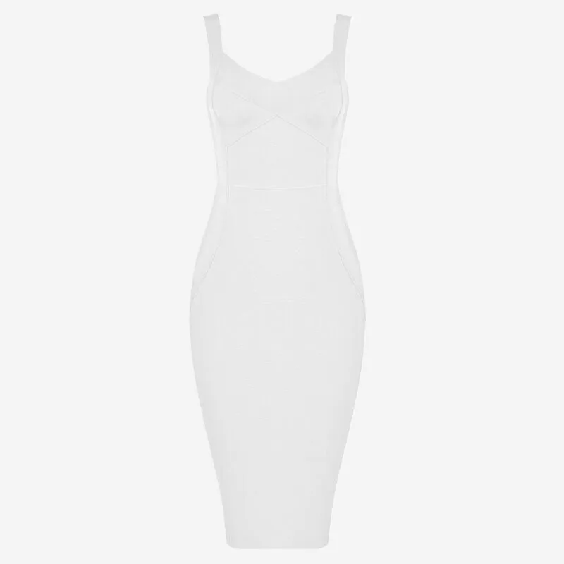 White Bodycon Dress Midi Length