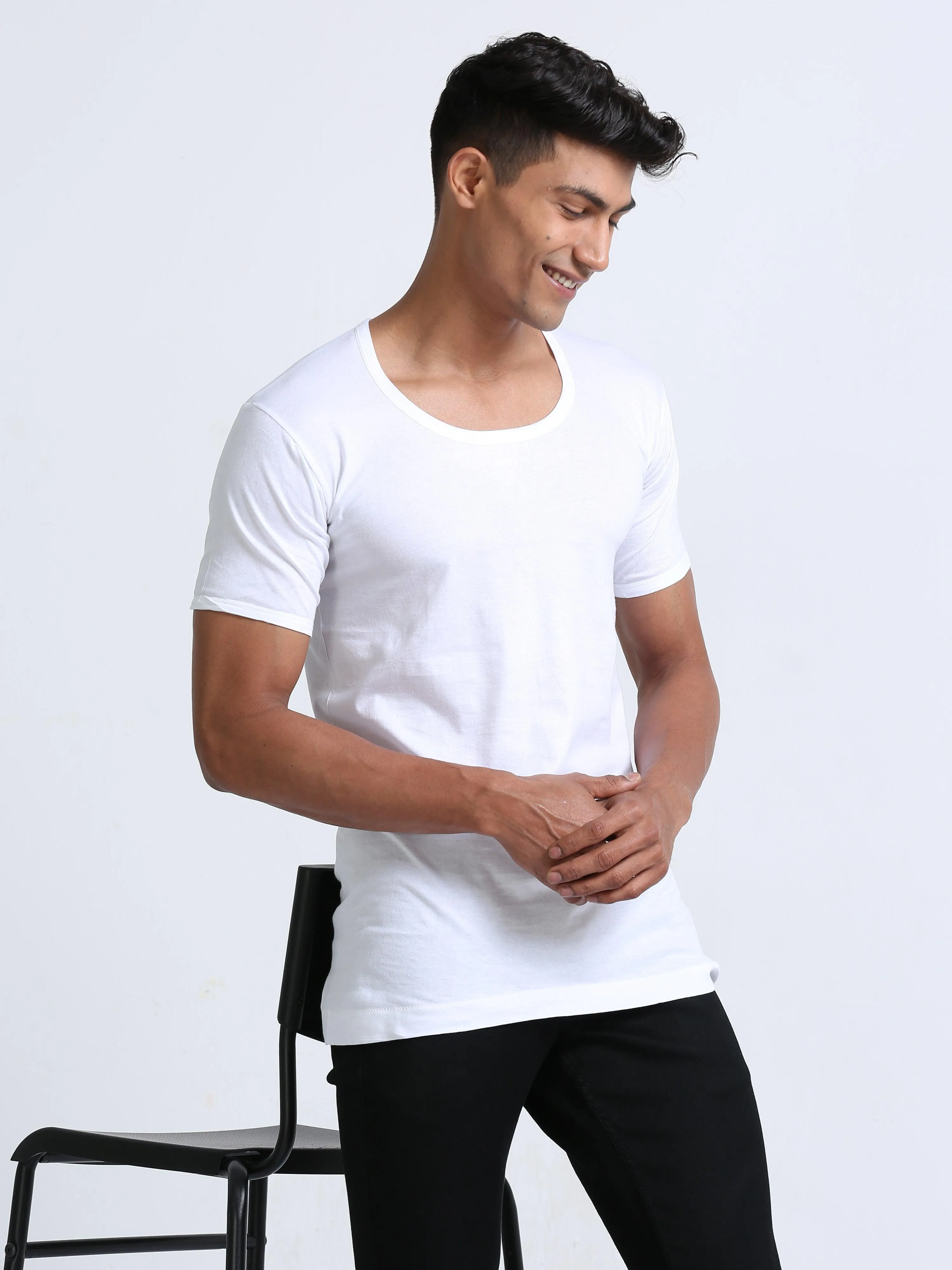 White Cotton Vest With Sleeve