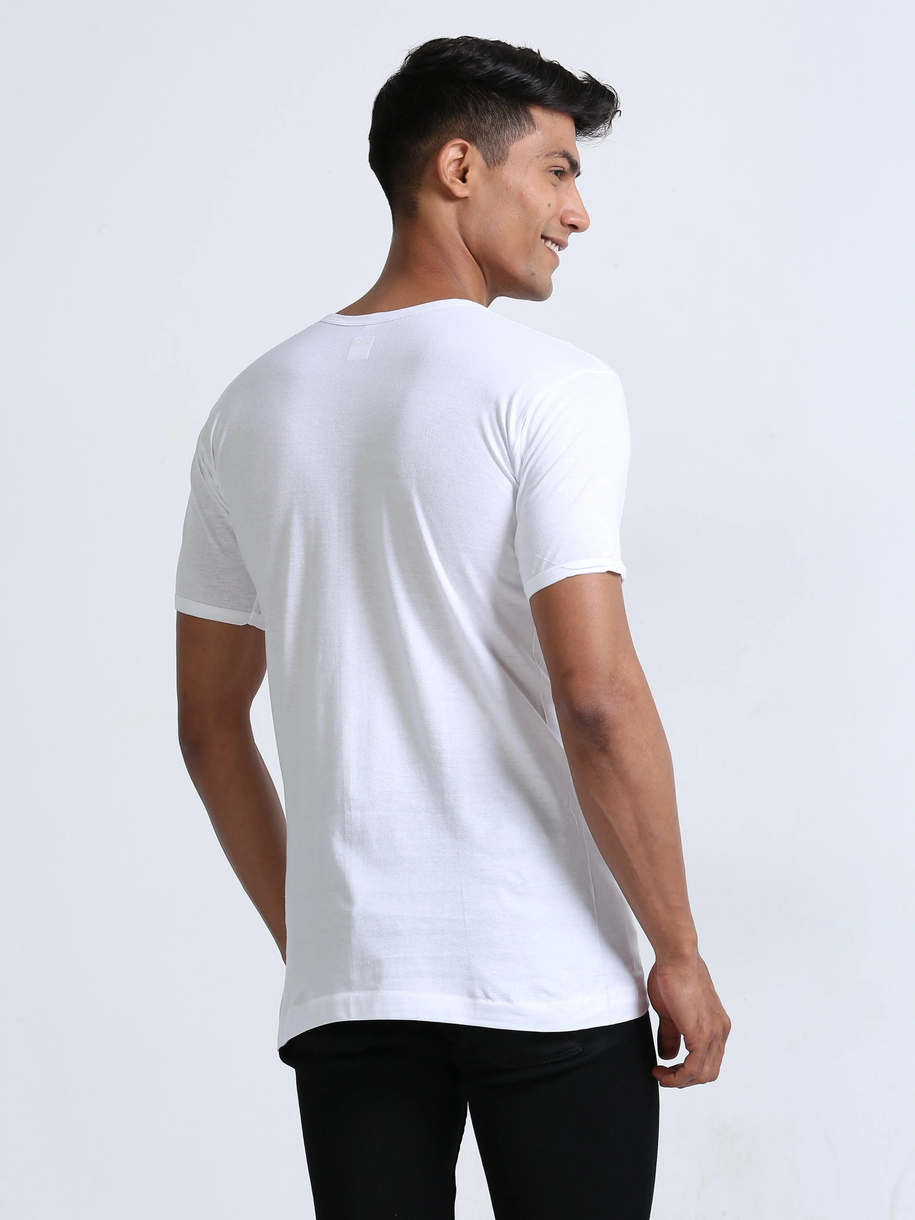 White Cotton Vest With Sleeve