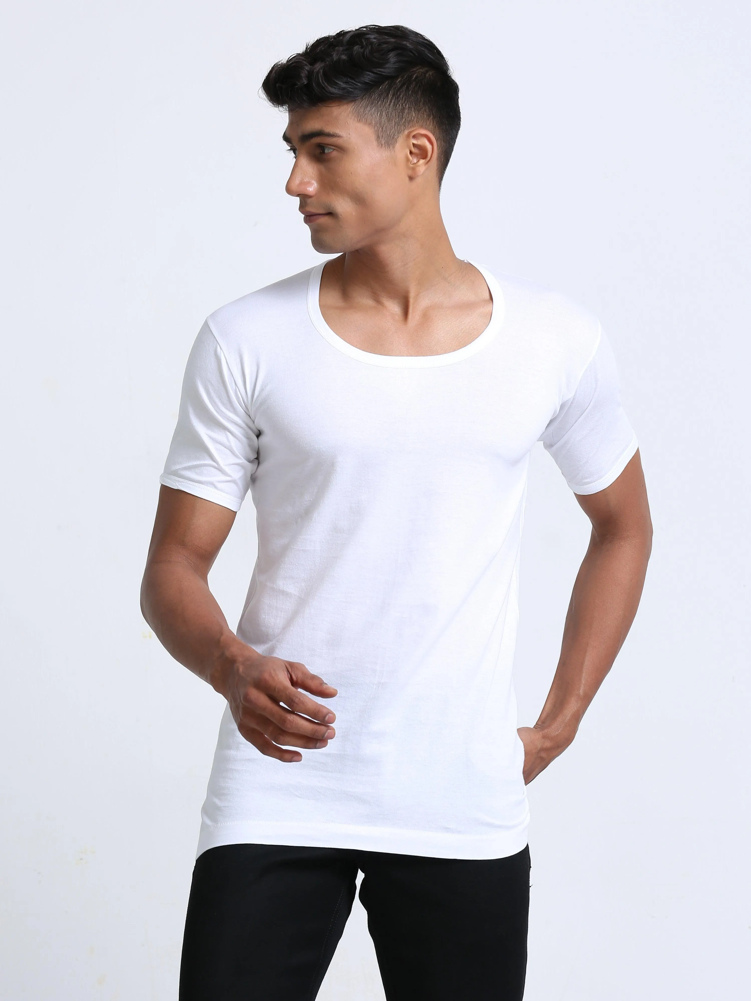 White Cotton Vest With Sleeve