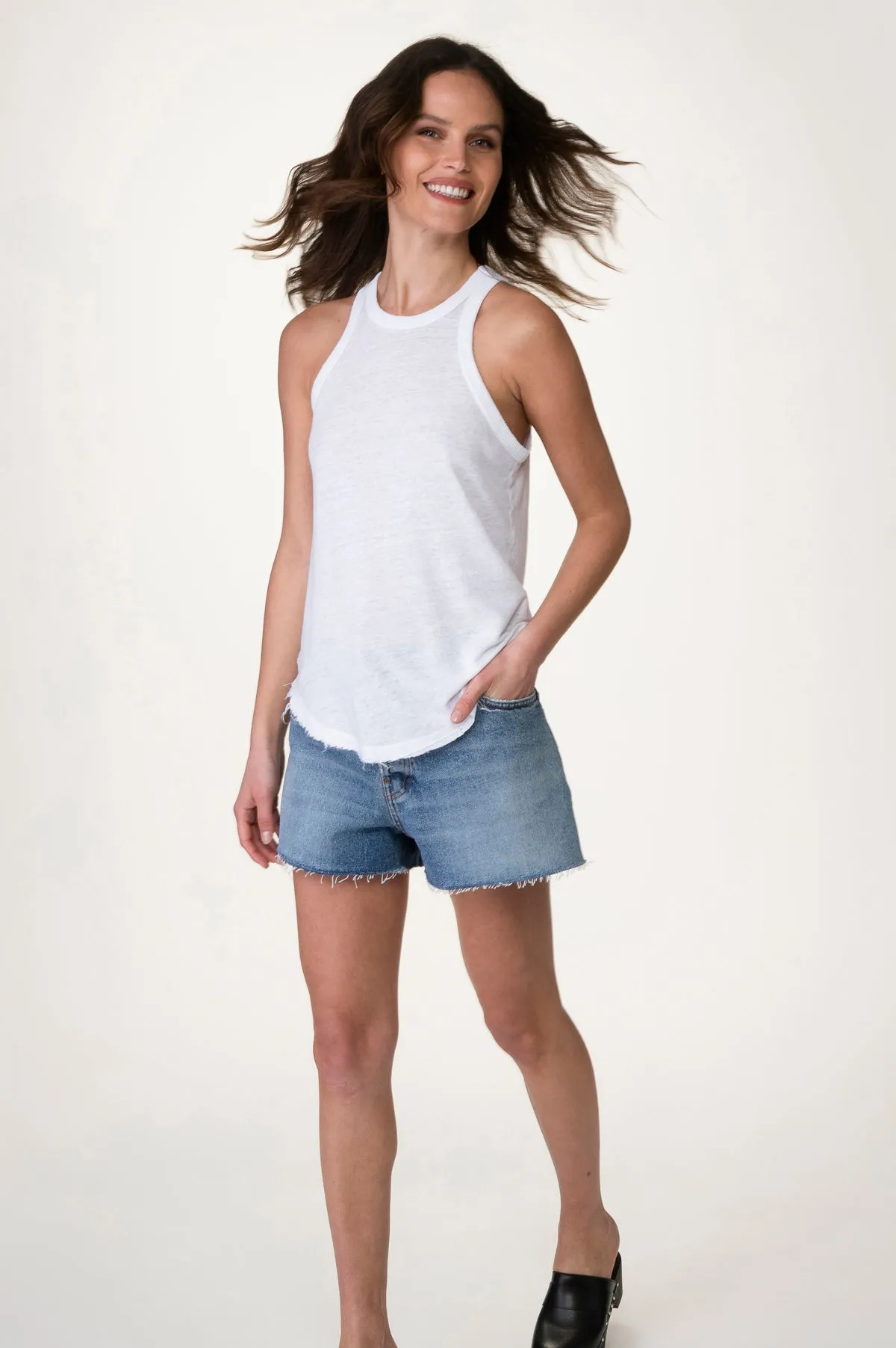 White Linen Halter Tank