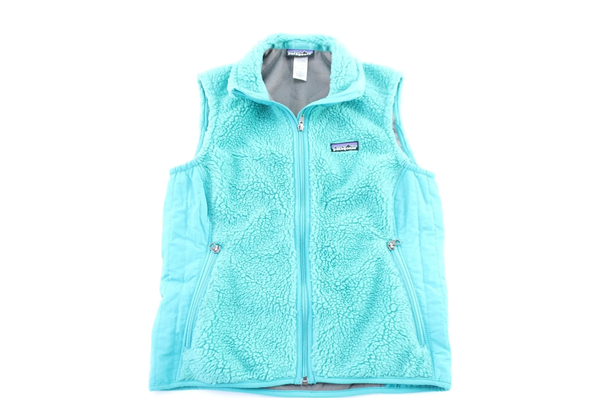 Women's Patagonia Logo Patch Turquoise Fleece Zip Up Vest