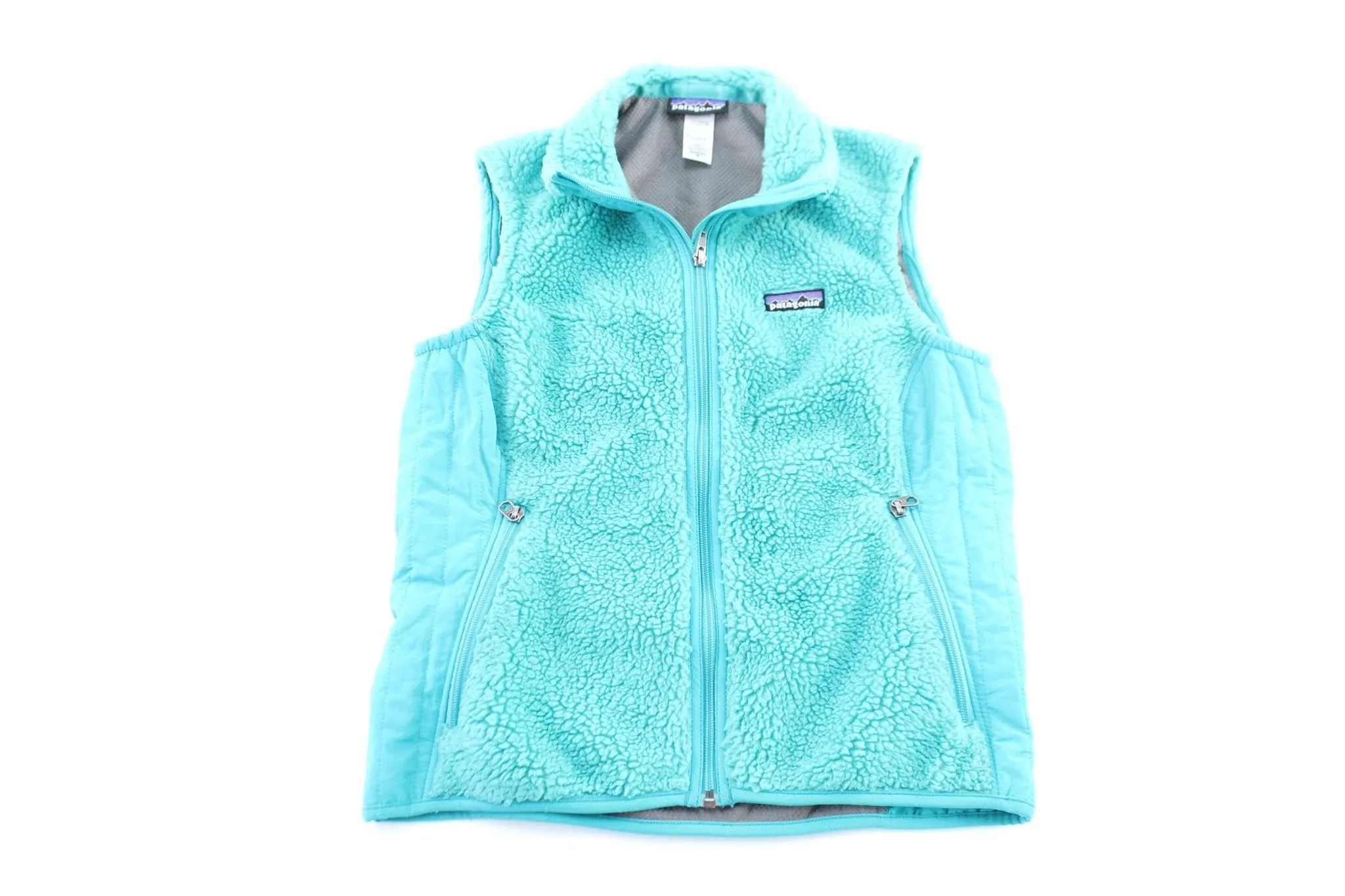 Women's Patagonia Logo Patch Turquoise Fleece Zip Up Vest