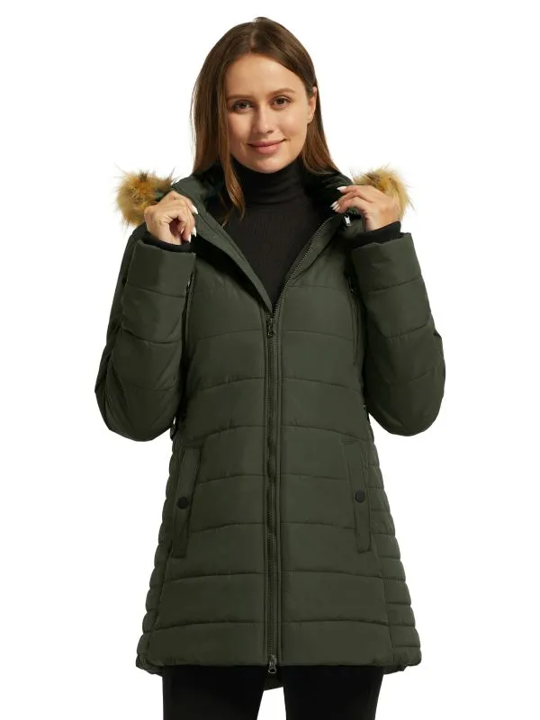 Womens Winter Coat With Faux Fur Hood