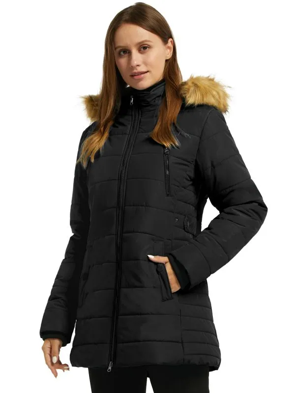 Womens Winter Coat With Faux Fur Hood