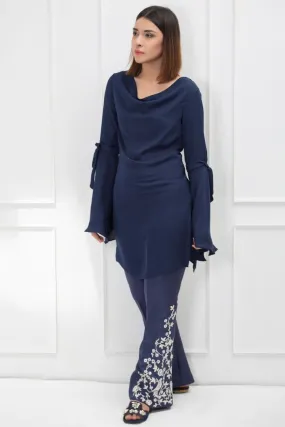 Yasmin Zaman - E-23 - Navy Tunic - Crepe Silk - Embroidered