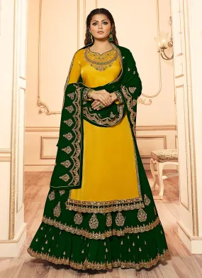 Yellow And Green Wedding Lehenga Suit