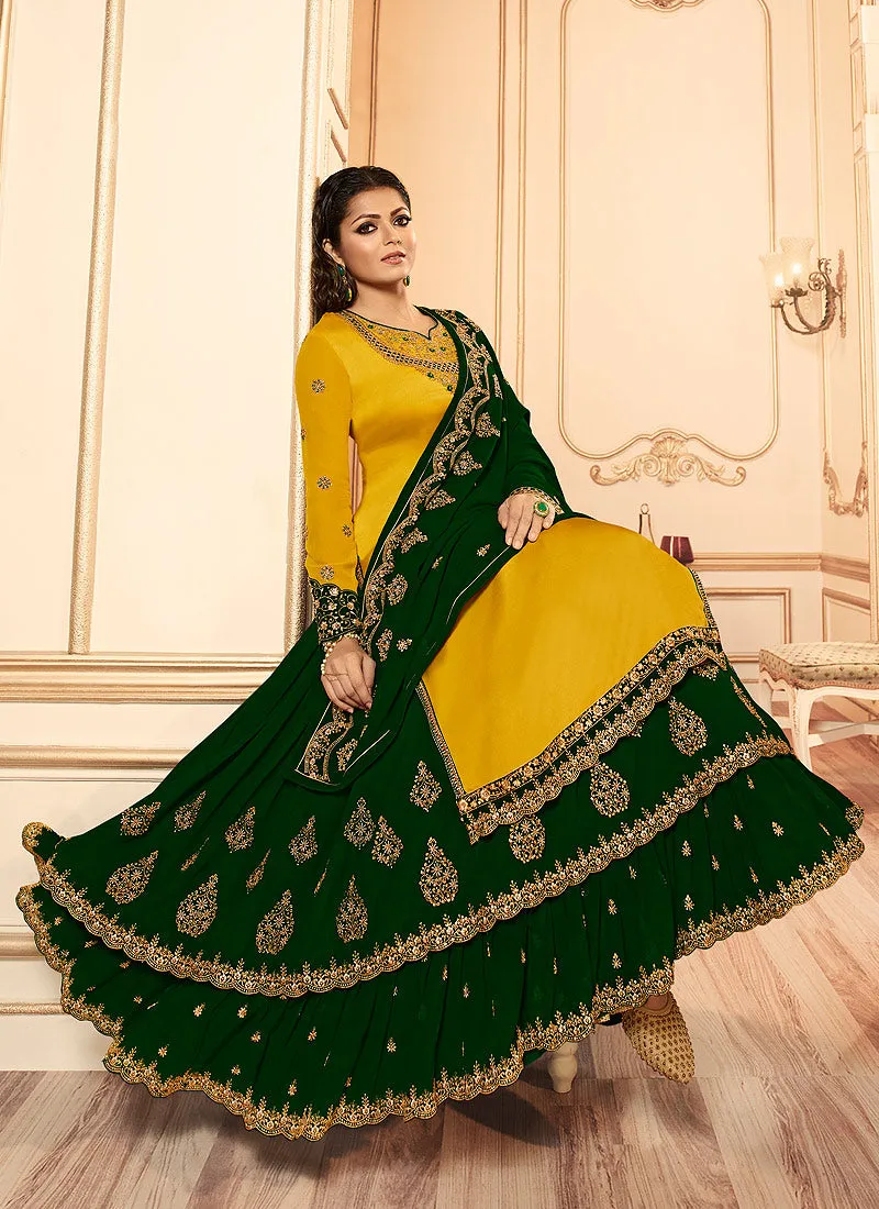 Yellow And Green Wedding Lehenga Suit