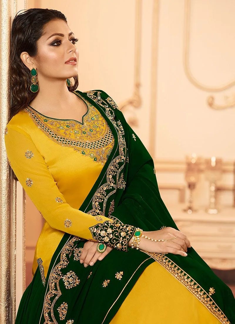 Yellow And Green Wedding Lehenga Suit