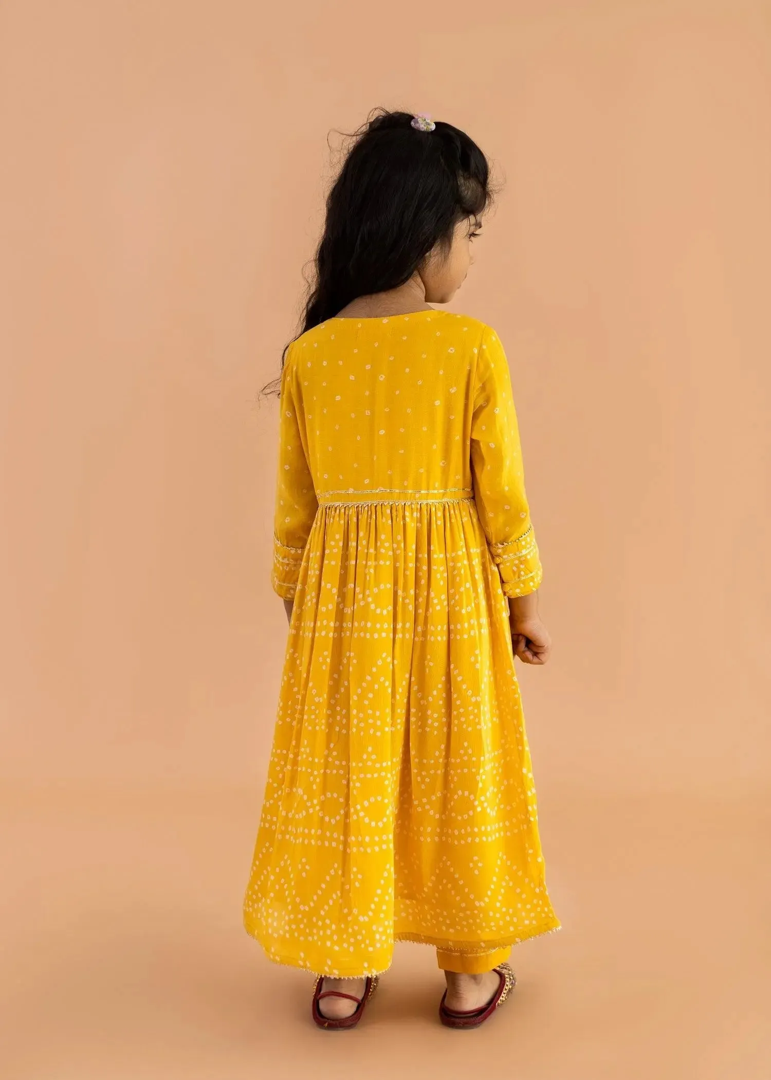 Yellow Chehak Kurta Pant Set (2-12 Years)